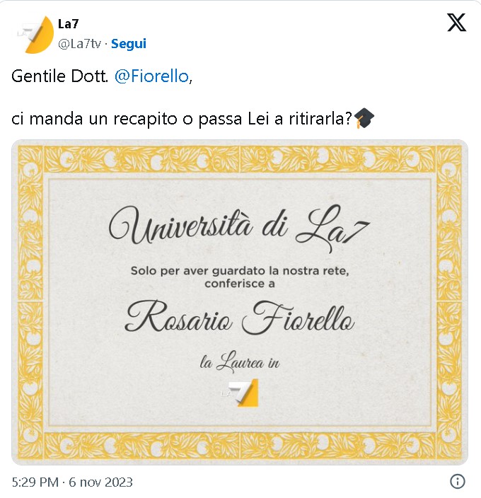 La7 Laurea Fiorello