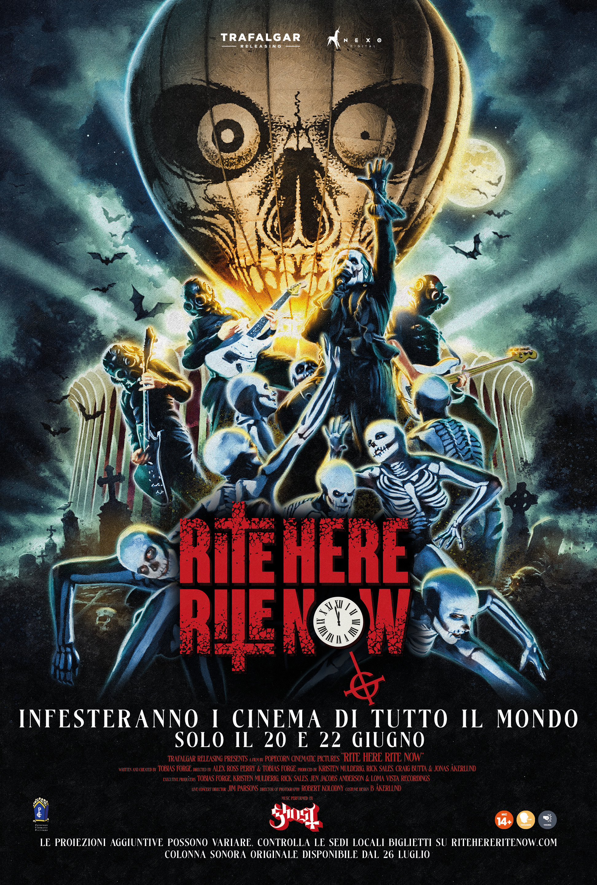 Sbarca nelle sale di tutto il mondo solo il 20 e 22 giugno Rite Here Rite Now, il film evento della band I Ghost al Forum di Los Angeles.