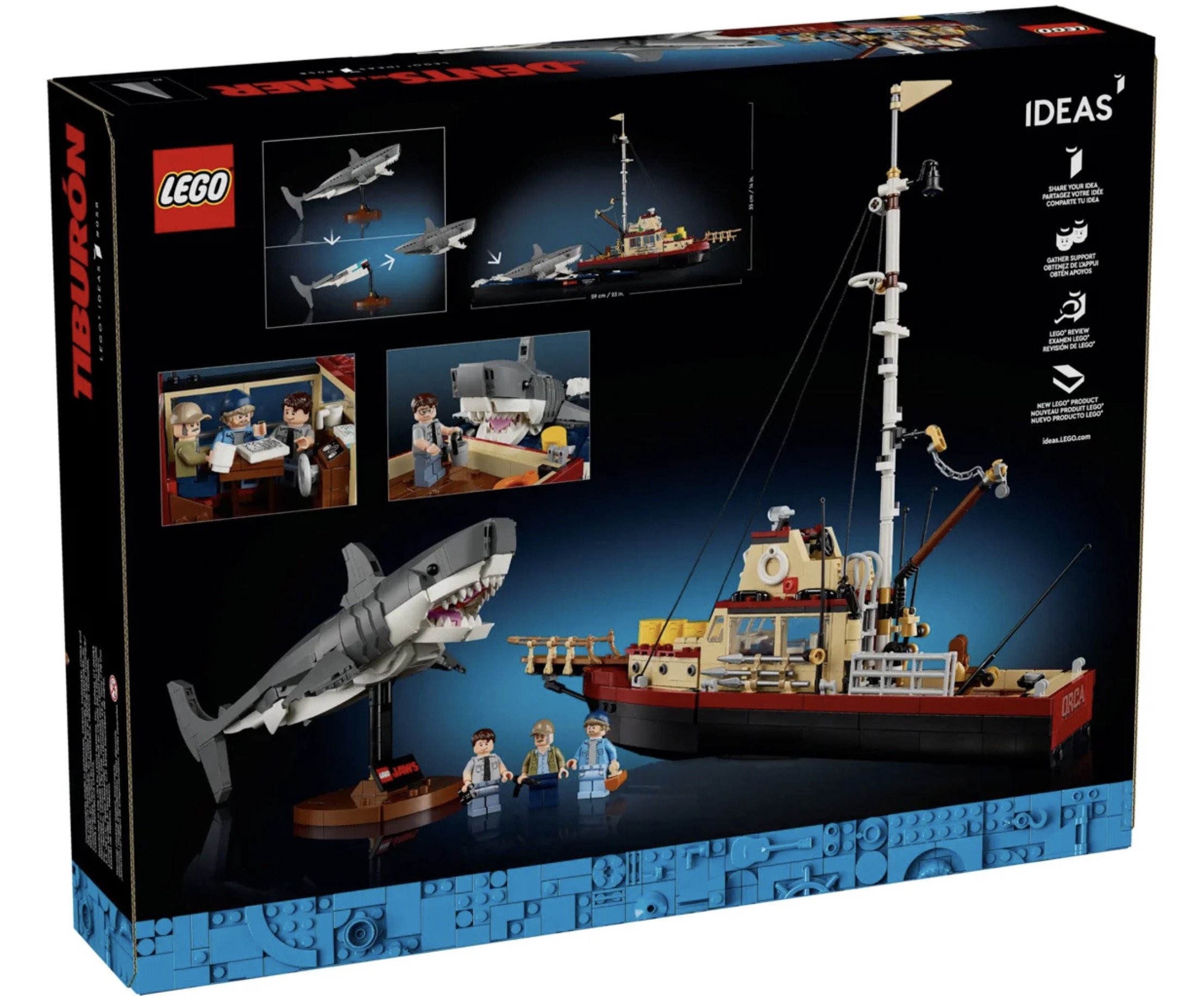 Il nuovo set LEGO Ideas JAWS ispirato ad una delle scene clou del classico Lo squalo di Steven Spielberg è in arrivo il 6 agosto 2024.