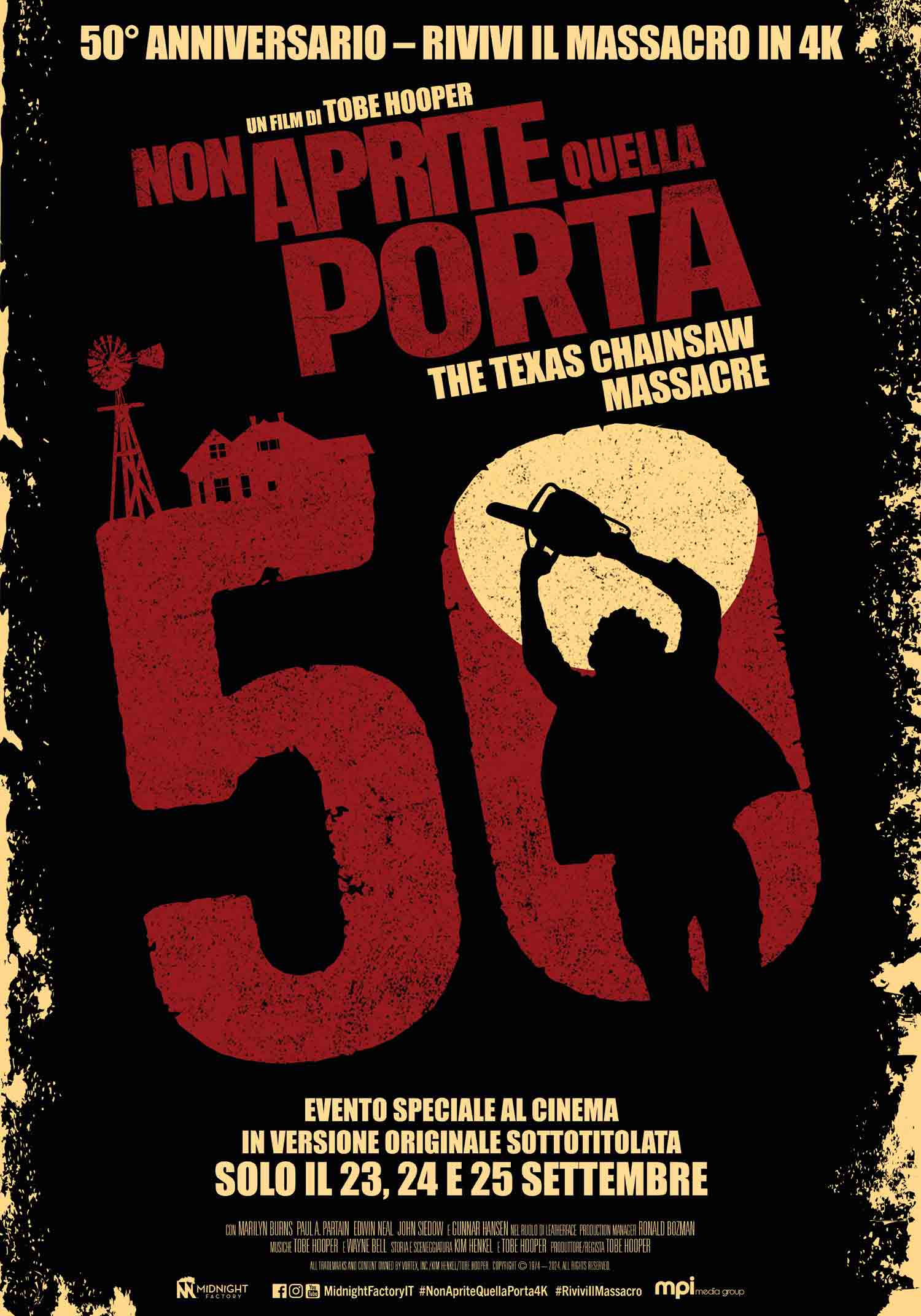 Non aprite quella porta torna al cinema dal 23 al 25 settembre con Midnight Factory - Recensione per i 50 anni e tutto quello che c'è da sapere sulla saga horror di Leatherface.