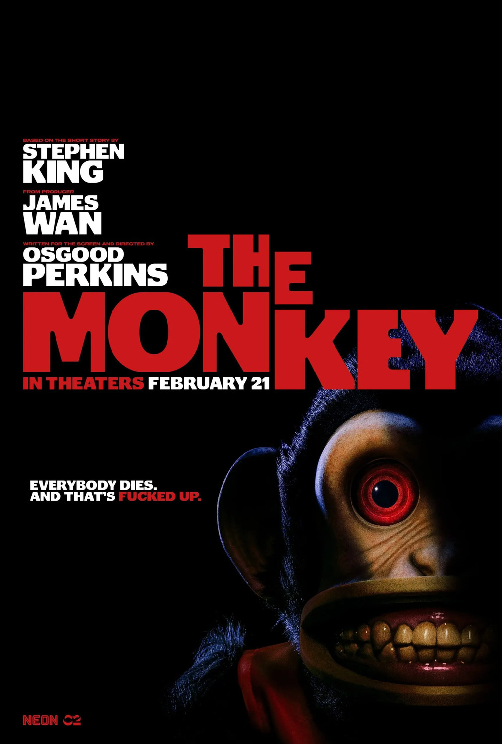 Trailer e poster del film horror "The Monkey" di Oz Perkins con Theo James e Tatiana Maslany basato sul racconto "La scimmia" di Stephen King - Al cinema nel 2025
