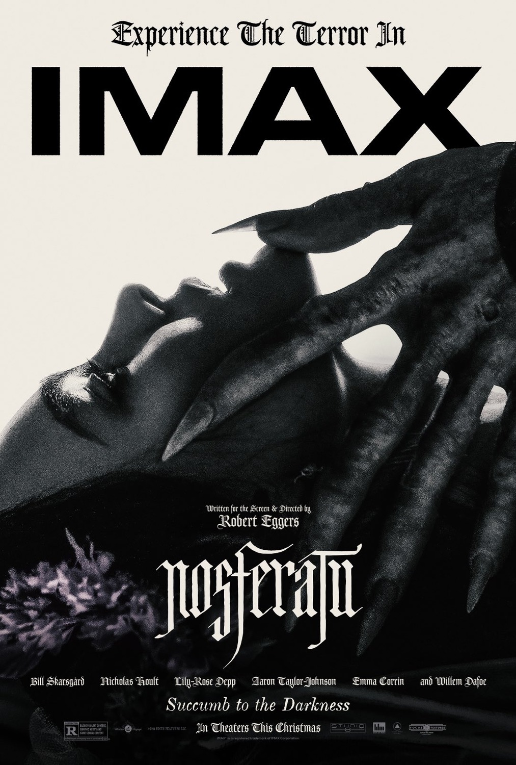 Prima clip, nuovo poster, merchandise ufficiali e dettagli sull'aspetto del vampiro Orlok di Bill Skarsgård nel remake Nosferatu di Robert Eggers, al cinema dal 1° gennaio 2025 con Universal Pictures italia.