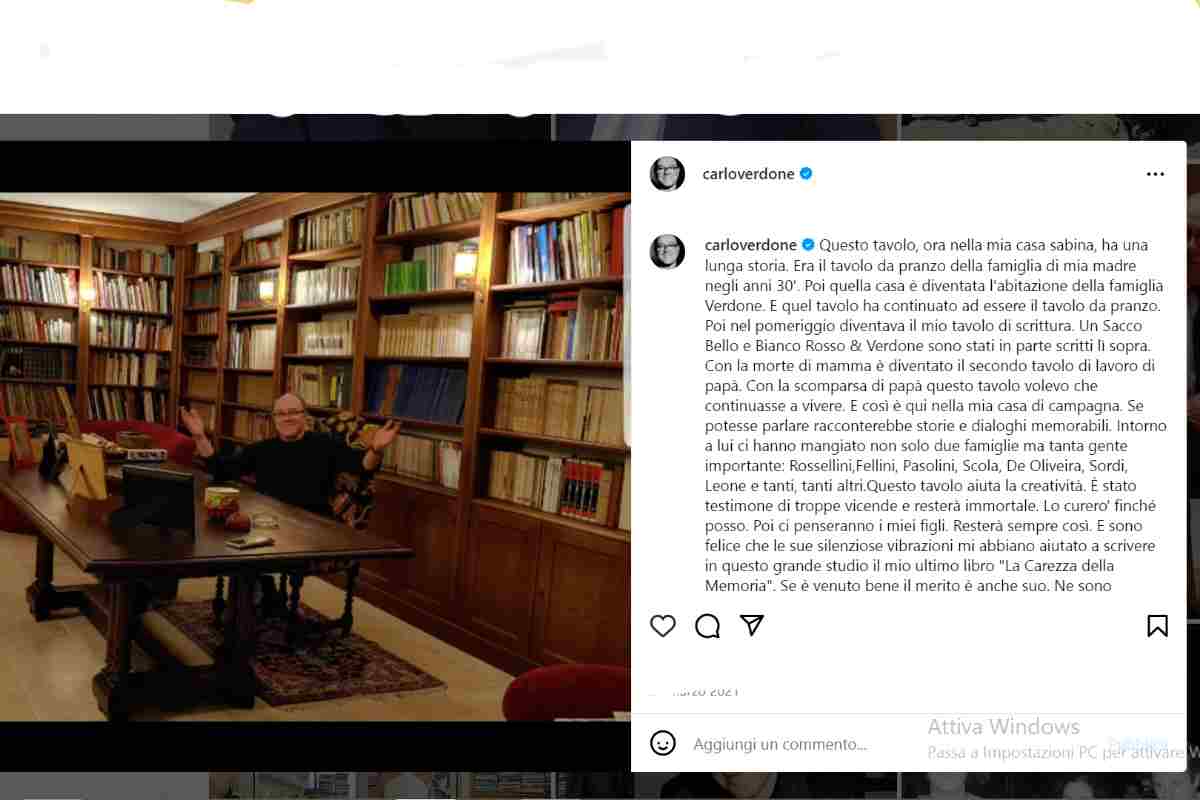 Carlo Verdone tavolo di famiglia