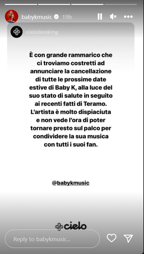 Baby k tour 2023 annullato